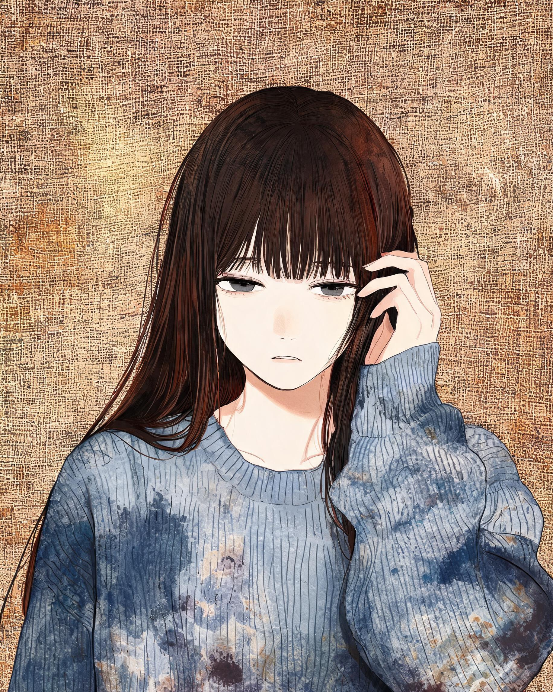 Anime Girl Vintage Fabric Texture Portrait preview image