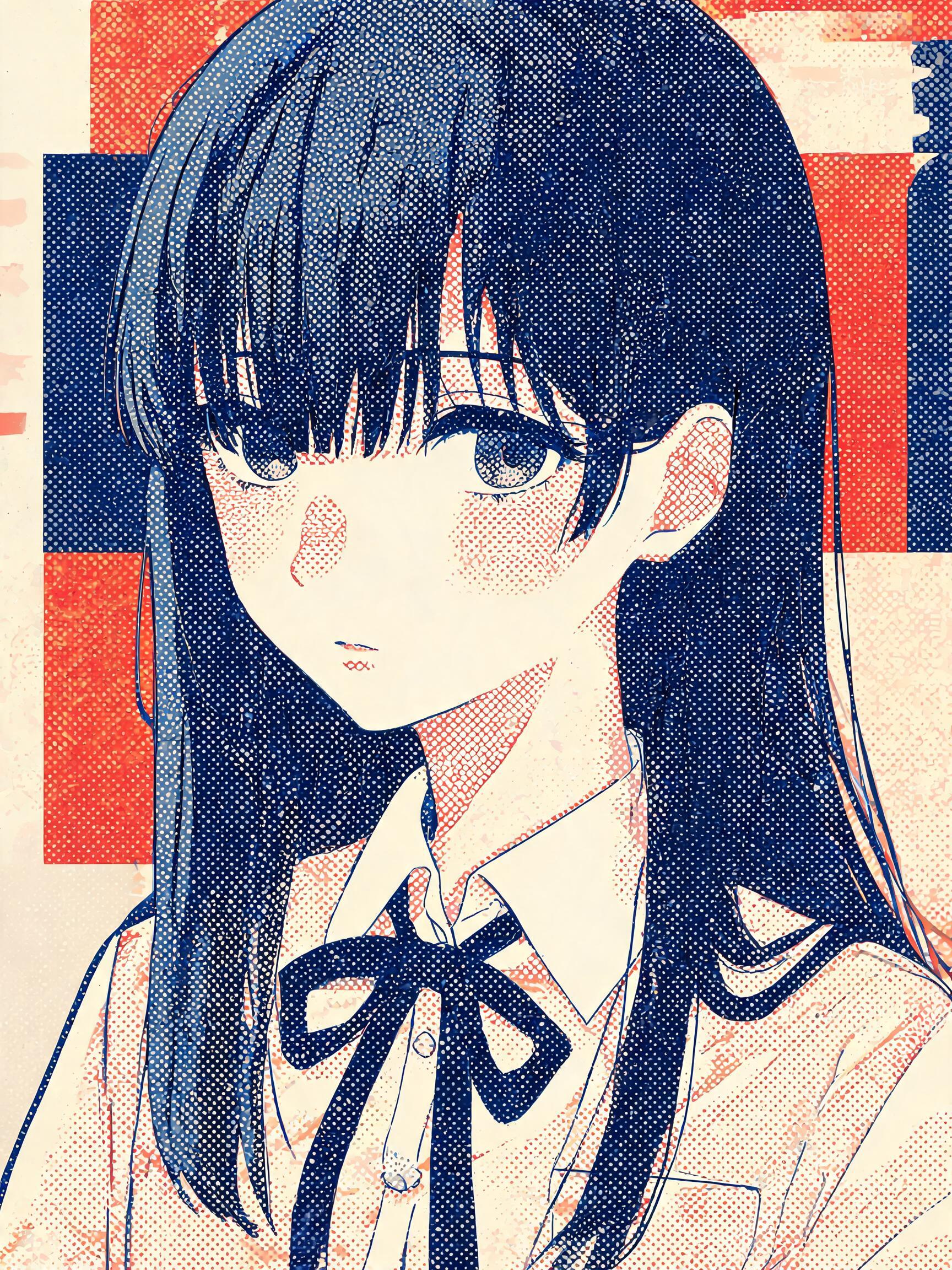 Anime Retro Halftone Print Portrait preview image