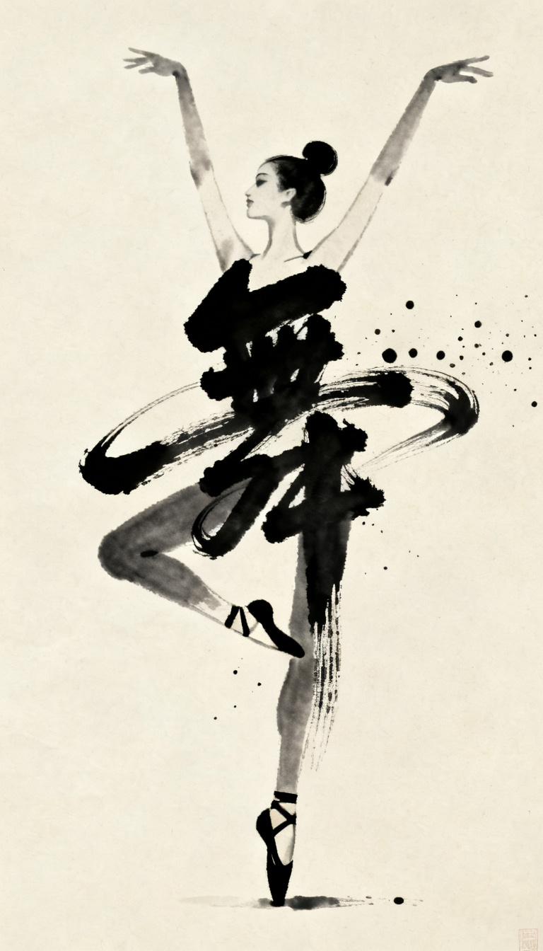 Calligraphy Character Dancer Silhouette Fusion preview image