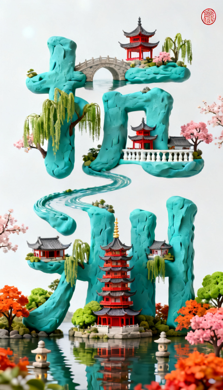 Chinese City Name 3D Landscape Typography preview image