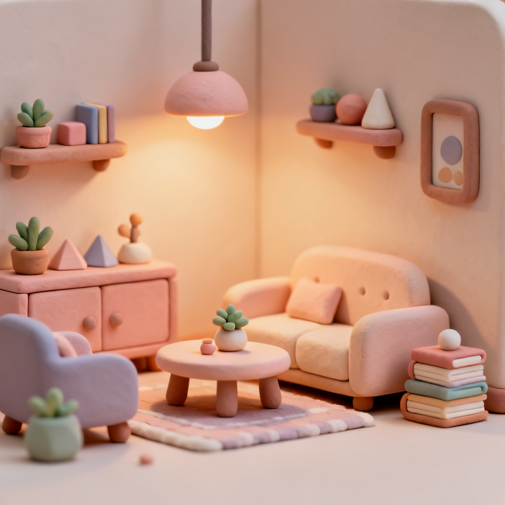 Clay Render Room Interior preview image