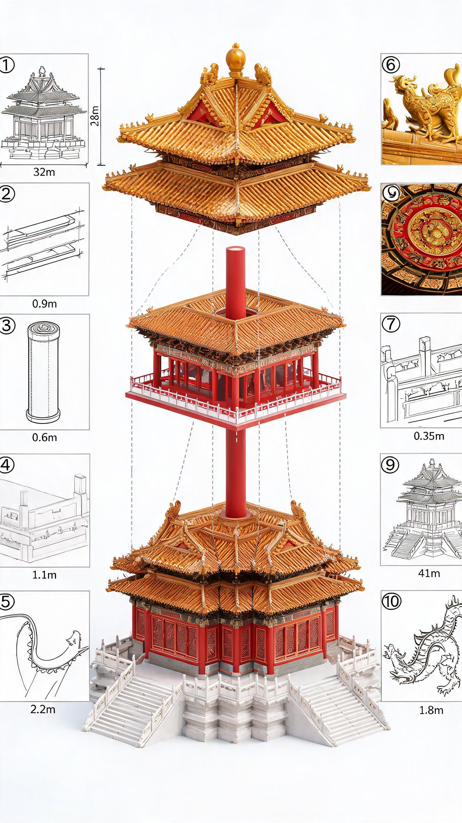 Forbidden City Tower Exploded Blueprint preview image
