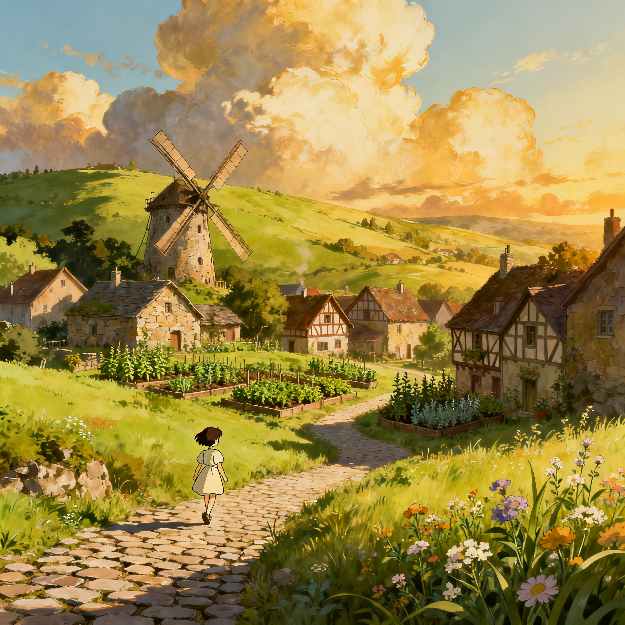 Ghibli-Style Village Scene preview image