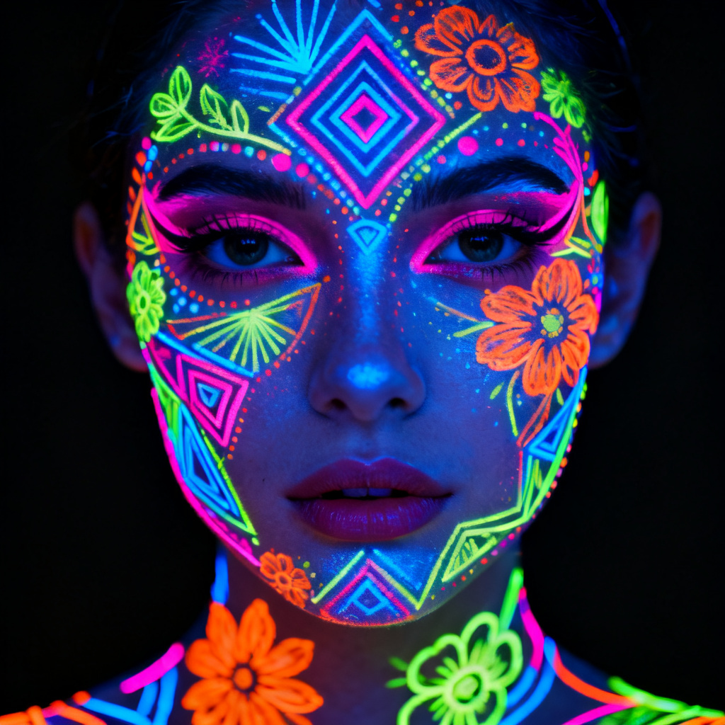 Neon Painted Face Portrait preview image