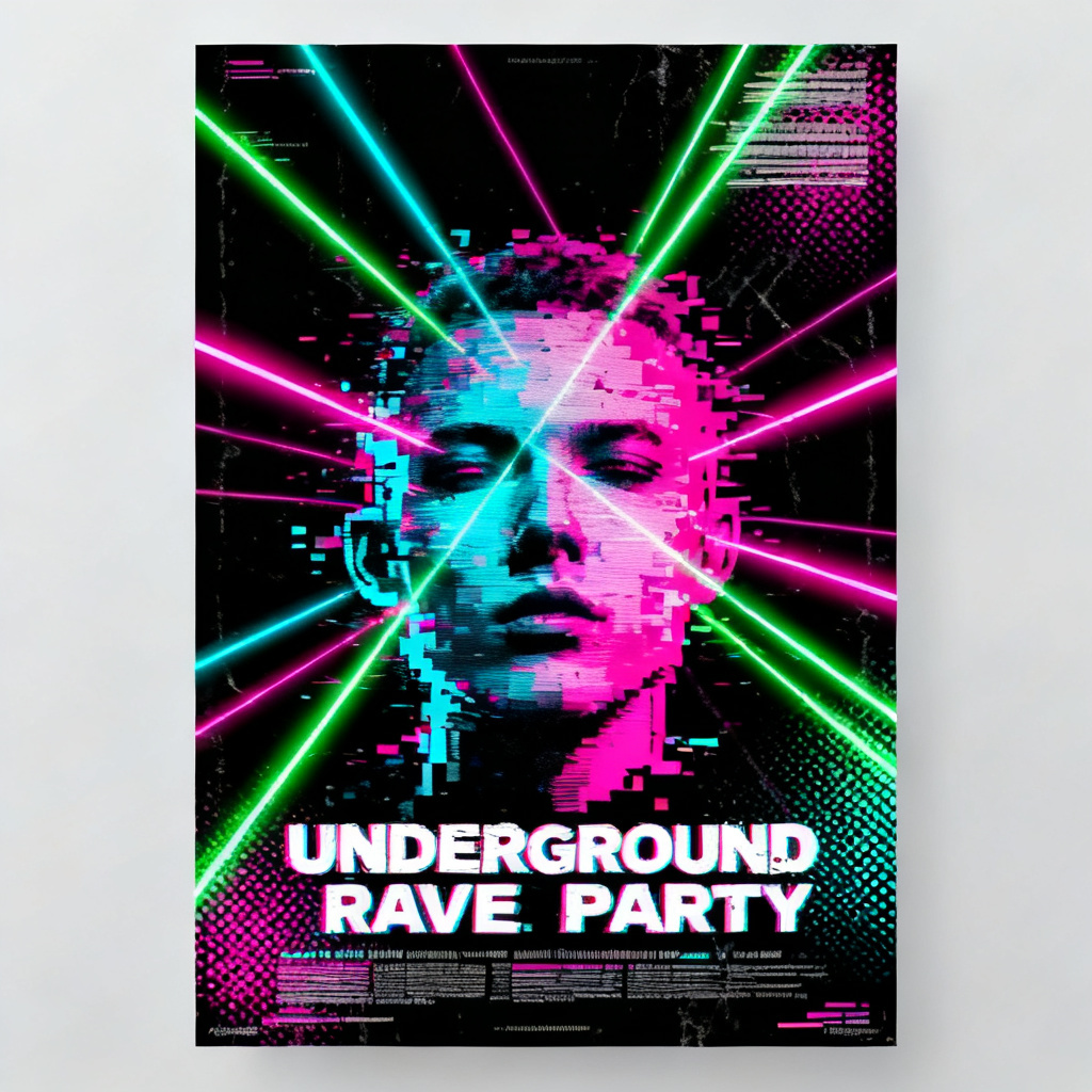 Neon Rave Party Poster preview image