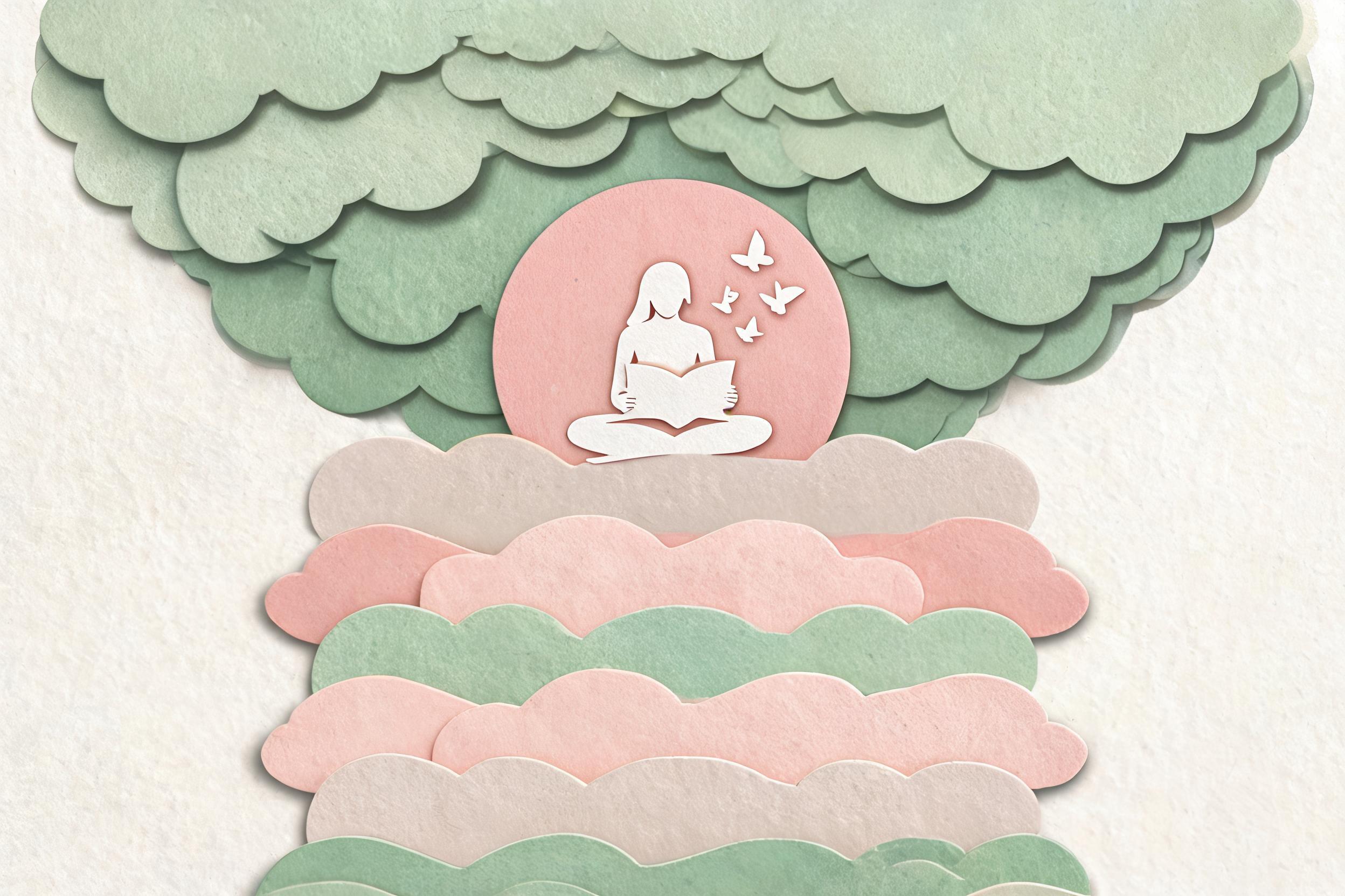 Layered Papercut Girl Reading Under Tree preview image