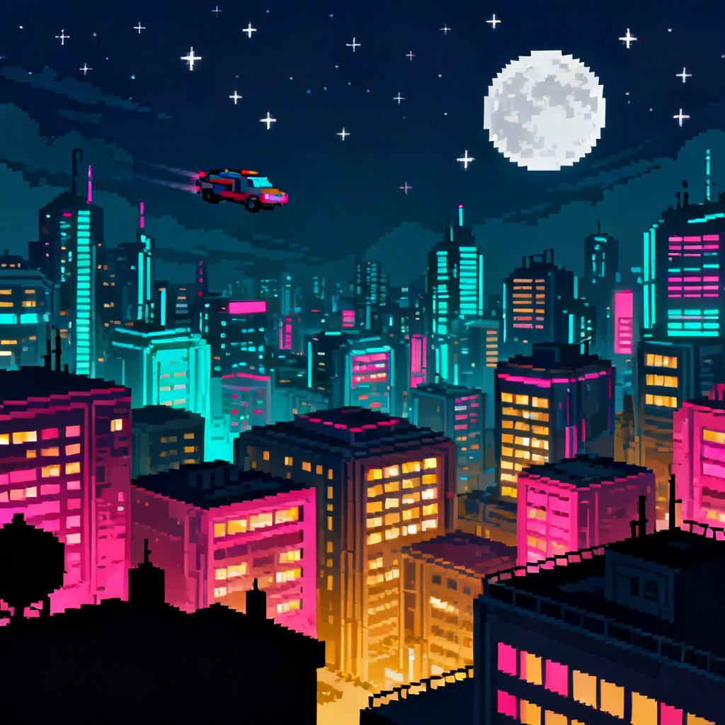 Pixel Art Cityscape Night preview image