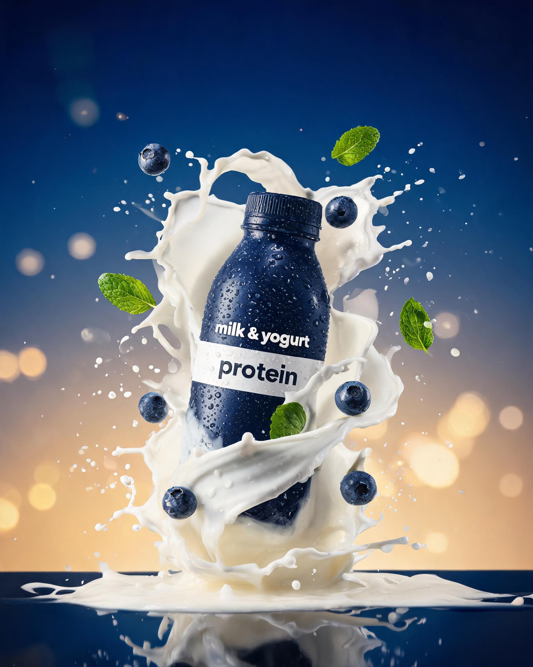 Protein Yogurt Bottle Splash Product Shot preview image