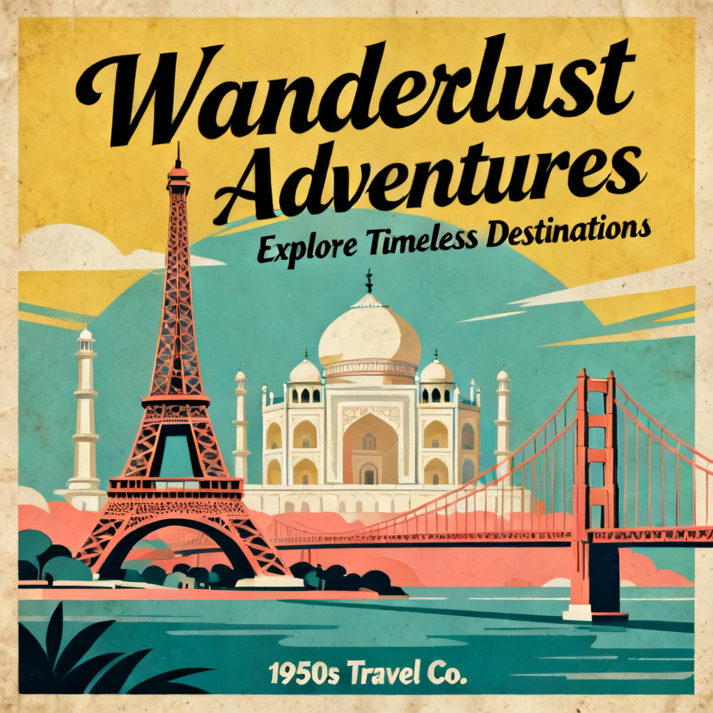 Retro Travel Poster Illustration preview image