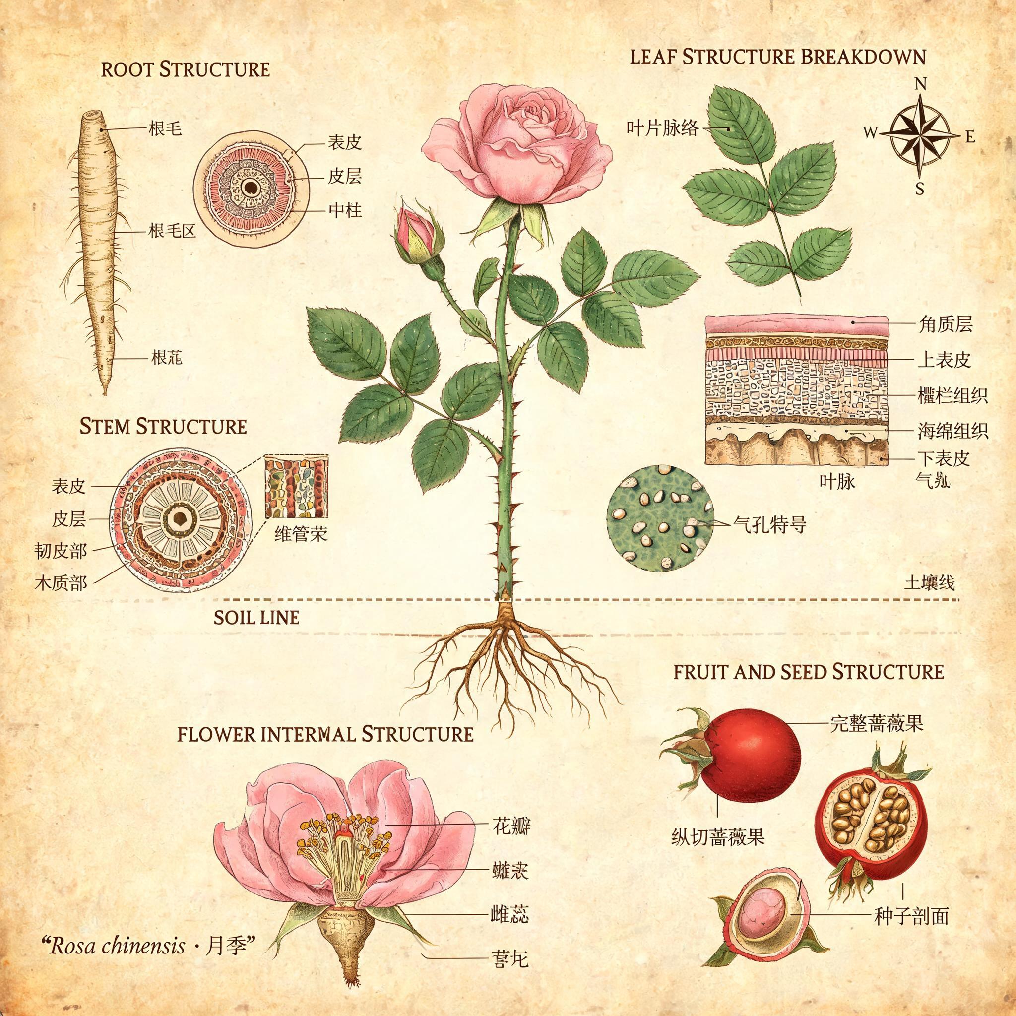 Rose Botanical Structure Diagram preview image