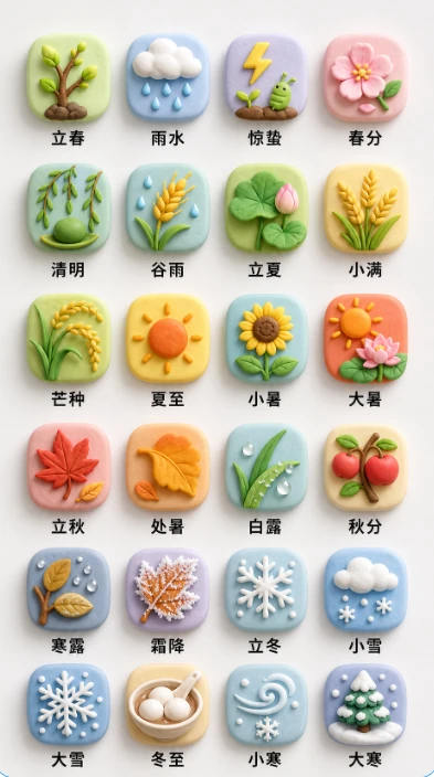 24 Solar Terms Clay Icon Set preview image