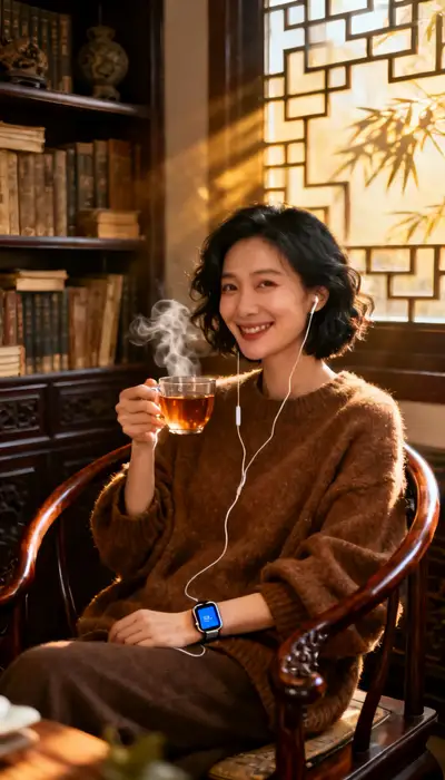 现代都市女性茶室人像