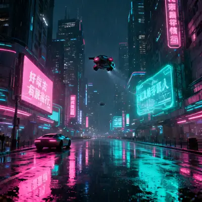 赛博朋克霓虹城市夜景
