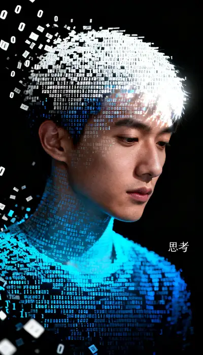 数字代码构成的人像
