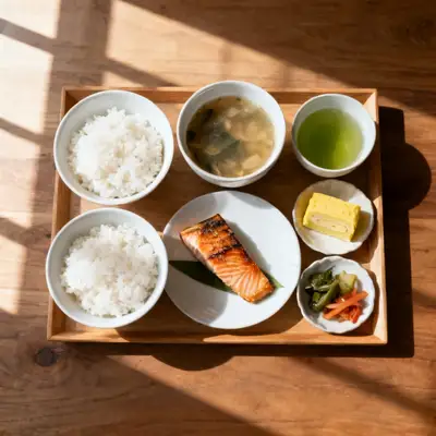 日式早餐俯拍
