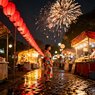 日本夏日祭典夜晚