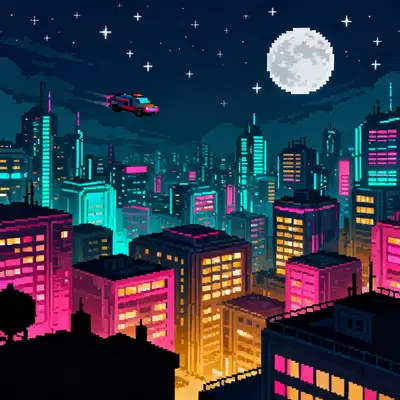 像素艺术城市夜景