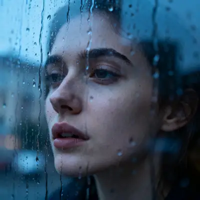 雨窗反射人像