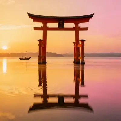 水上鸟居日落
