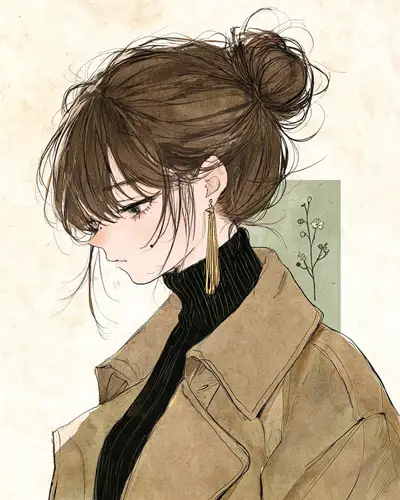 复古水墨风侧脸插画